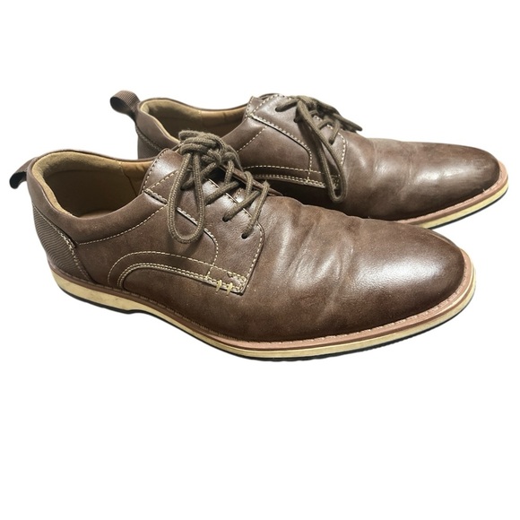 MADDEN NYC Brown Leather Shoes Business Casual size 9 Pull On Ribbon Close - Picture 2 of 5